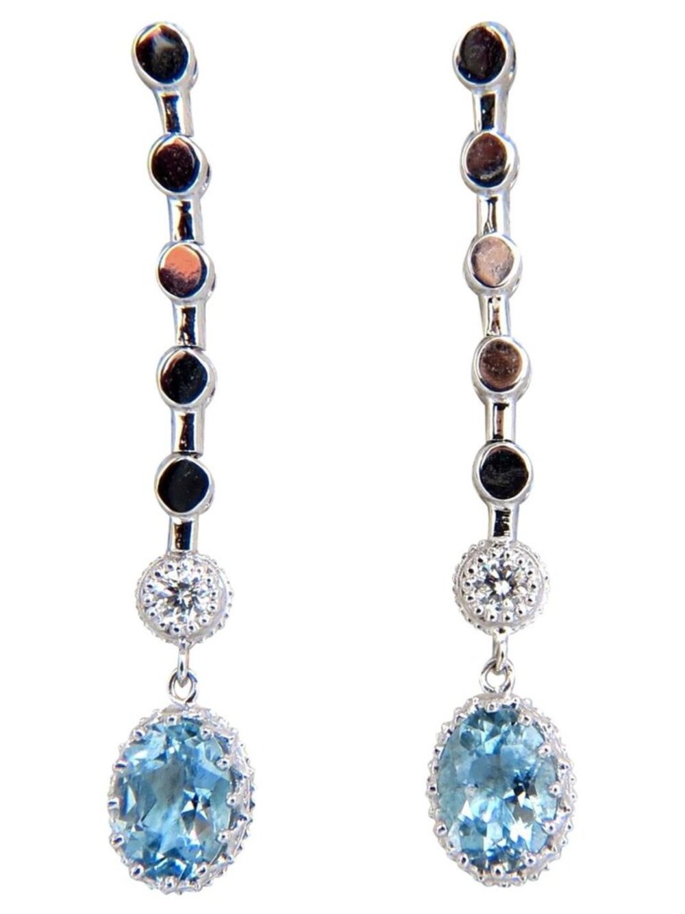 2.60ct natural aquamarines diamonds dangle earrings 14kt*